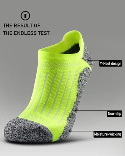 SITOISBE Men's No Show Compression Athletic Socks, Cushioned for Running Hiking, Large, Hi-viz Yellow-4 Pairs - Thumbnail 5