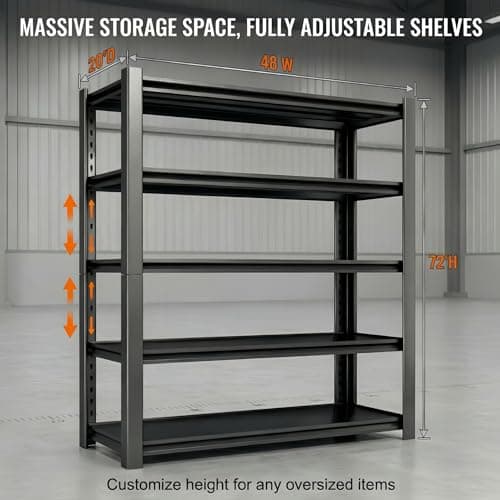 WOZBUD 3500 LBS Heavy Duty Garage Shelving, 48" W x 20" D x 74" H Metal Storage Shelves, Adjustable Boltless Steel Storage Rack for Garage, Basement, Warehouse, Pantry - Thumbnail 2