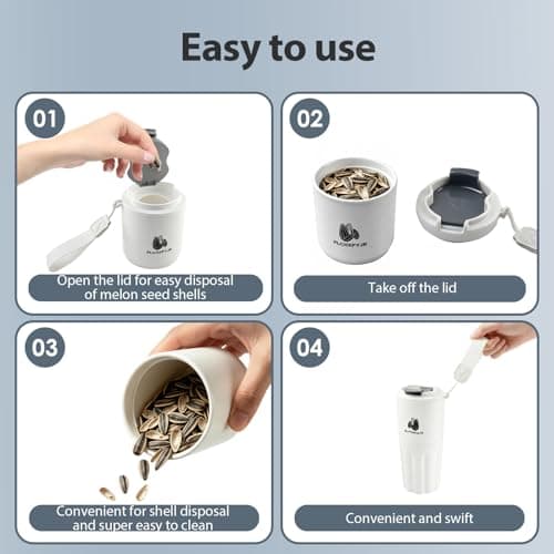 PLCHXFYJR Portable Sunflower Seed Cup with Seed Organizer and Shell Storage, Seed Snack Spit Cup for Outdoor, in Car, Travel and Sports Games. Works with Pistachios (white) - Thumbnail 4