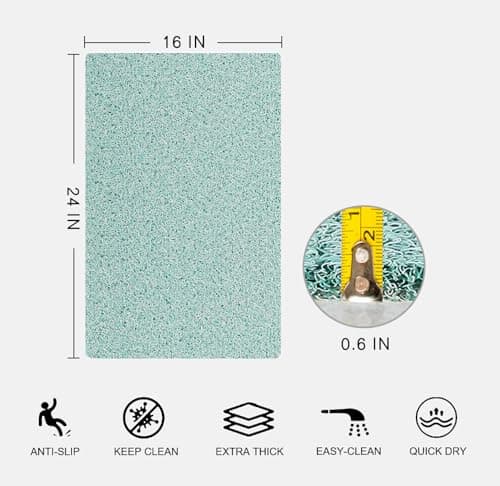 Nonslip Bathtub Mat, Anti Slip Bath Mat 0.6" Extra Thick, Quick Dry Bath Tub Anti Slip Shower Mat, Loofah Non-Slip Bath Mat for Tub Bathroom Pool Kitchen Entryway Home Hotel(Blue 16x24) - Thumbnail 2