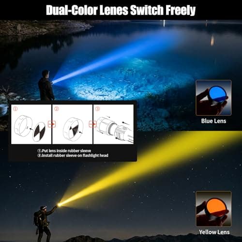 SKYFIRE Tactical Flashlight Rechargeable with Fire Starter, 3000 Lumens Super Bright LED Flashlights for Camping Emergency Home, 5 Modes Zoomable EDC Flash Light with 5000mAh Battery & Power Display - Thumbnail 4