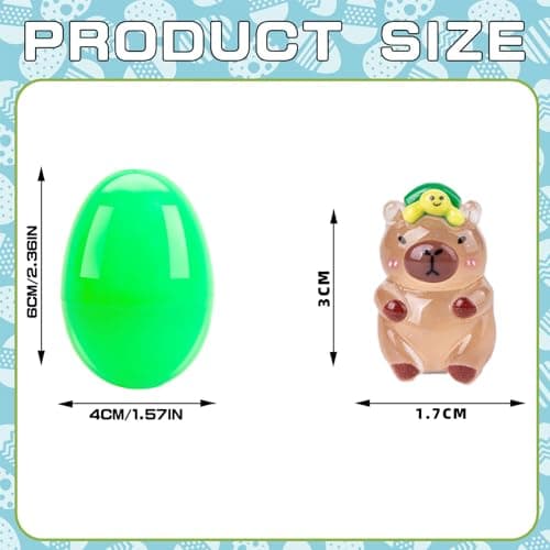 Yanruyu Easter plastic eggs and glowing pufferfish （15pcs ）, (capybara+painted eggshell) - Thumbnail 2