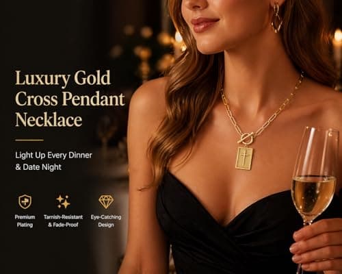 YBNGSMK Gold Cross Necklace for Women - 18K Gold Cross Necklace for Women, Daughter, Girlfriend, Family, Fashion Gifts - Thumbnail 3