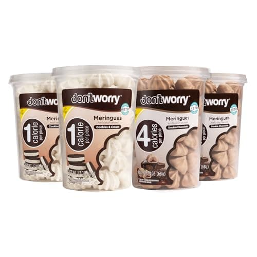 Don't Worry Meringue Cookies | Double Chocolate & Cookies and Cream Flavor | Low Sugar Candy with 1 Calorie per Piece | Keto, Gluten Free, Low Carb Healthy Snacks For Adults | 4 Pack - Image 1