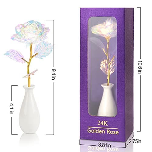 Mothers Day Mom Gifts for Women Grandma, Birthday Gifts for Women Girlfriend, Galaxy Rose Forever Flowers with Vase Base Eternal Crystal Roses Valentine Gifts for Grandma Wife Sister Daughter - Thumbnail 5