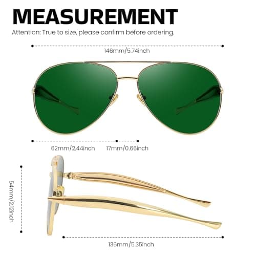 SODQW Gold Aviator Sunglasses for Women Men Trendy Designer Metal Sun Glasses with UV400 Metal Frame Ladies Shades - Thumbnail 4