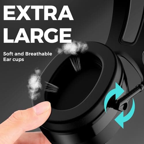 ProCase Extra Large SNR 37dB Noise Cancelling Headphones, NRR 30dB Hearing Protection Ear Muffs for Adults Noise Reduction, Wide Size Adjustment and Comfortable -Black - Thumbnail 3