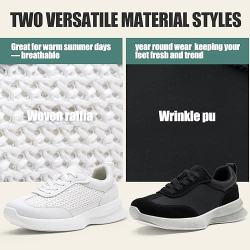 Vepose Women's Black Pu Lightweight Platform Sneakers Chunky Casual Tennis Shoes, Memory Foam Non Slip, Suede Pu Lace Up, Everyday Walking Travel Office Size 11(CJY8216 Black pu 11) - Thumbnail 5