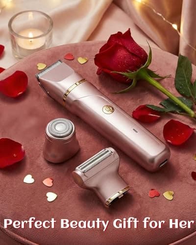 Bikini Trimmer for Women, 3-in-1 Electric Razors for Women with Ceramic Blades & IPX7 Waterproof Design - Rechargeable Cordless Electric Shaver for Lady for Legs, Underarms, Face & Bikini Line - Thumbnail 2