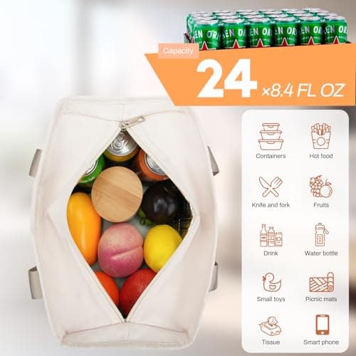 RJEU Women Lunch Box for Work,Large Insulated Lunch Bag Leakproof Cooler for Adults,Loncheras para Mujer (Beige) - Thumbnail 3