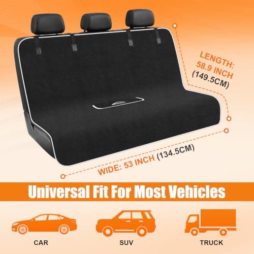 KIGEMOS Back Seat Cover, Waterproof Non-Slip Bench Seat Protector for Cars - Thumbnail 5