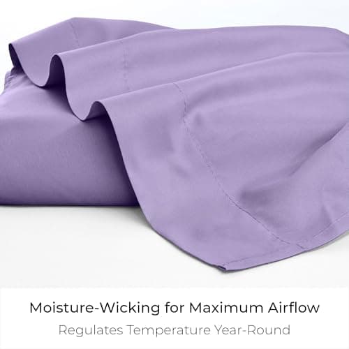 Mellanni Twin Size Flat Sheet - Iconic Collection Bedding - Hotel Luxury, Extra Soft, Cooling - Wrinkle, Fade, Stain Resistant - 1 Flat Sheet Only (Twin, Violet) - Thumbnail 4