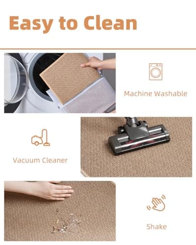 PADOOR Non-Slip Bath Mat With Rubber-Backing, Braided Absorbent Machine Washable Thin Rug, Quick Dry, Fits Under Door, for Bathroom Floor, 20''x32'' Beige - Thumbnail 5