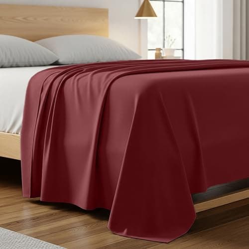 Mellanni Twin XL Size Flat Sheet - Iconic Collection Bedding - Hotel Luxury, Extra Soft, Cooling - Wrinkle, Fade, Stain Resistant - 1 Flat Sheet Only (Twin XL, Brick Red) - Image 1