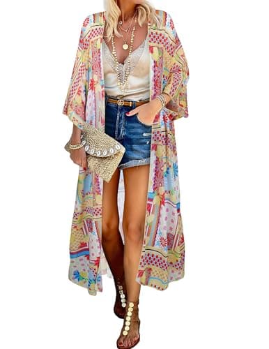 MayBuy Kimonos for Women Swimsuit Coverups Beach Casual Loose Boho Summer Lightweight Cardigans for Swimwear - Image 1