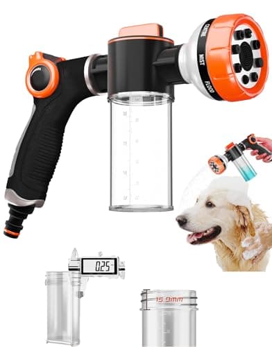 Premium Dog Washing Hose Attachment, 8-Pattern Dog Bath Sprayer, Easy-Control Hose Nozzle with Soap Dispenser for Garden, Pet Shower and Car Wash - Image 1
