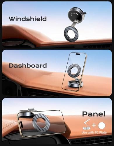 Viccux 2026 Upgraded Vacuum Magnetic Phone Holder for Car [89LB Vacuum Suction+2400GF Strong Magnetic] 360° Adjustable Car Phone Holder for MagSafe,Dashboard Suction Cup Phone Mount for iPhone 17/16 - Thumbnail 3