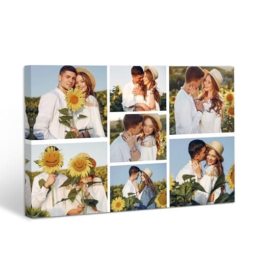 Unite Stone Custom Canvas Prints with your photos collage, Personalized Wall Art for Family Home Office Wedding Decor, Customized Gifts for Valentine's Day Wedding (7 Photos) - Image 1