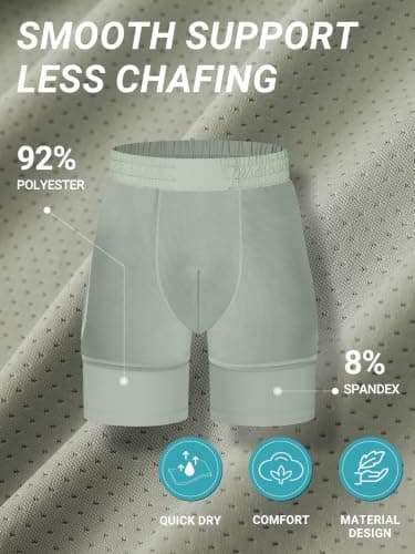Arcweg Mens Swim Trunks 7 inch Quick Dry Athletic Shorts Casual Swimwear for Men with Mesh Liner & Zipper Pocket Light Grey Green - Thumbnail 6
