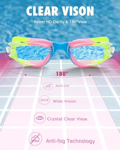 Aegend Swim Goggles for Kids Youth 3-14 Anti-Fog Anti-UV Comfort Fit Goggles for Swimming - Thumbnail 5