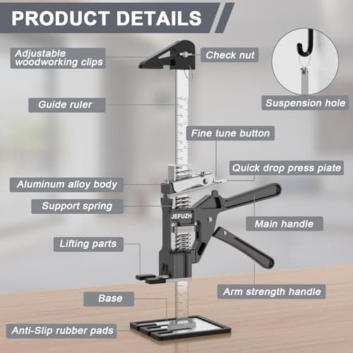 Labor Saving Arm Jack 2 Pack, Load-Bearing 440 lb Multi-Function Height Adjustment Lifting Device, Hand Furniture Lifter Tool, Furniture Jack for Lifting Door Furniture, Wall Tile Positioning - Thumbnail 2