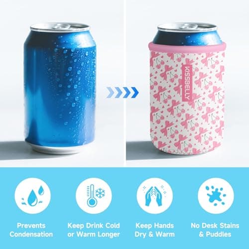 Can Cooler Sleeve, Insulated Neoprene Can Sleeve Cover Reusable Can Drink Sleeve Holder for Beverages Cans Bottles BBQs Decor Party Favors - Thumbnail 3