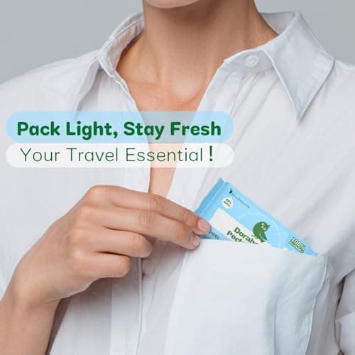 Dorahoney Flushable Wipes Travel Size, 99% Water Mini Wet Wipes for Sensitive Skin, Hypoallergenic & Unscented On The Go Pocket Wipes, 96 Count (16 Packs of 6) - Thumbnail 4