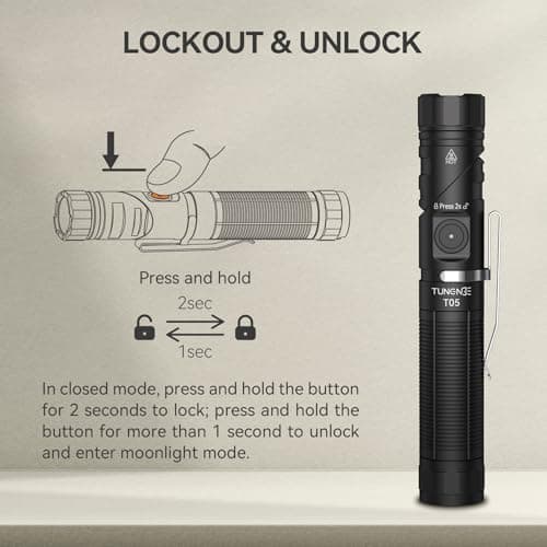 TUNENGE T05 EDC Tactical Flashlight Rechargeable, 1500 High Lumen 90 Degree Work Light with Magnet, 6 Mode Super Bright Small LED Flashlight for Work Maintenance, Outdoor, and Emergency Situations - Thumbnail 4