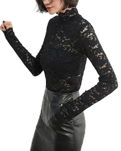 QiuDumo Womens Dressy Long Sleeve Date Night Tops Goth Brunch Outfits Black XXL - Thumbnail 3