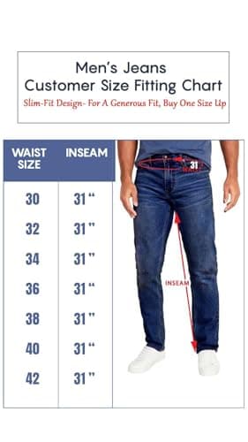 Galaxy by Harvic Mens Jeans 3-Pack Flex Stretch Slim Straight Pants - 5 Pocket Comfort Stretch Jeans for Men, Sizes 30-42 - Thumbnail 6