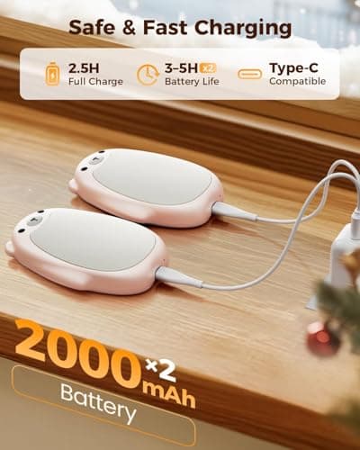SWEETFULL Hand Warmers Rechargeable, 2-in-1 Magnetic Bear Electric - Pink - Thumbnail 4
