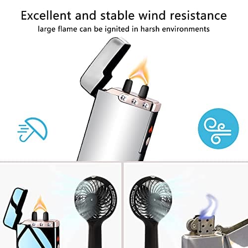 Electric Lighter Rechargeable, RSBYE USB Lighter with LED Battery Indicator Plasma Flame Lighters Windproof Great for Candles, Camping, and Home (Ice Silver) - Thumbnail 3