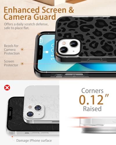 Sholbrak Designed for iPhone 13 Case Cute Cheetah Leopard Pattern Protective Phone Case Cover 6.1" Screen Protector + Camera Lens Protector【2X Military Grade Drop Tested / 6.6ft Drop Protection】 - Thumbnail 4