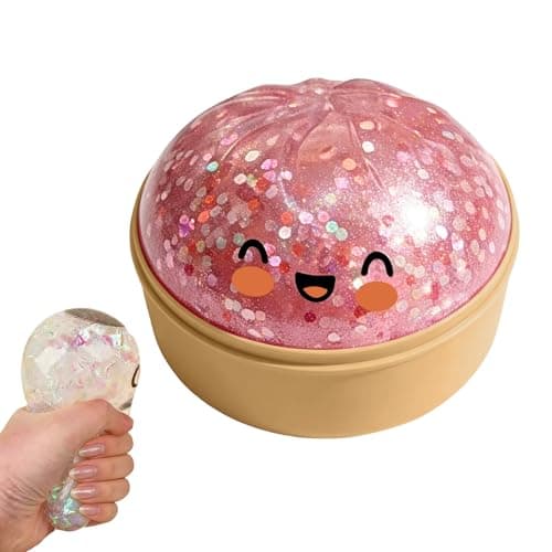 Glitter Dumpling, Glitter Dumpling Squishy Box, Squishies Stress Ball, Anxiety Relief Fidget, Soft Squeeze Decompression Dough, Relaxation Gift (C) - Image 1