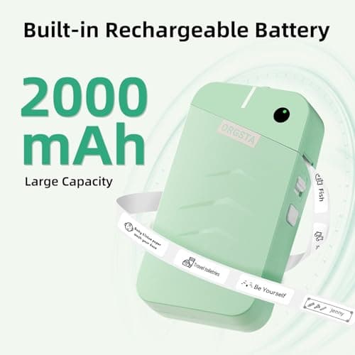 ORGSTA S001 Label Maker Machine with Tape, Portable Bluetooth Label Maker for Home and Office Organization, Thermal Label Printer Mini Sticker Maker with Multiple Templates, Green - Thumbnail 6