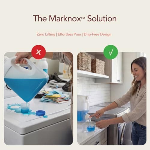 Laundry Detergent Holder Riser Organizer - 2 Pack Clear Acrylic Dispenser Stand with Gravity Flow Base and Cap Station, Universal Fit for Bottles, Laundry Room Organization - Thumbnail 5