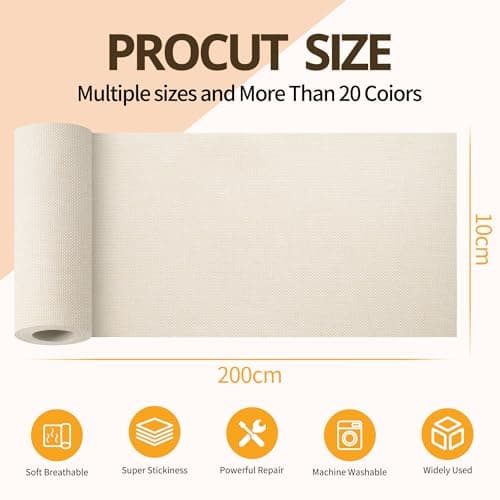 Sgooyir Fabric Repair Tape, Self-Adhesive Couch Patch Repair Fabric Patches for Furniture, Couch Repairing Kit Tape for Upholstery, Carpets, Chairs, Sofas, Pillows Linen 4x80 Inch Pale Yellow - Thumbnail 2