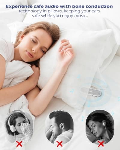 GroTawel Under Pillow Bluetooth Speaker for Sleep: Private Bone Conduction Portable Speaker with White Noise - Long Battery Life for Soothing Sleep Sound (White) - Thumbnail 6