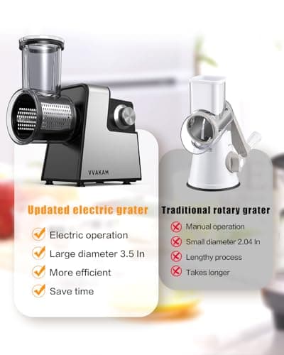 Electric Cheese Grater,5-In-1 Electric Grater,300W Salad Maker,Electric Slicer with One-Touch Control,Food Electric Slicer Shredder,Graters for Kitchen for Vegetables Cucumber Carrots Cabbage Nuts - Thumbnail 5