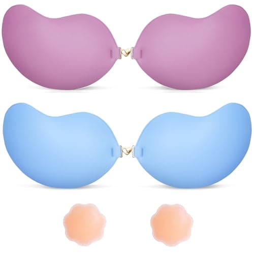 Invisible Sticky Bra Strapless Adhesive Bras Silicone Stick on Push Up Seamless Reusable Backless Bra for Women 2pack - Image 1