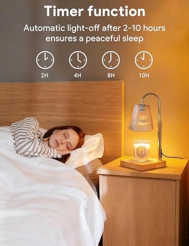 Allanmen Candle Warmer Lamp with Timer, Dimmable Candle Warmer for Home Decor, Birthday Gifts for Women Mom, Adjustable Height Wax Melt Warmer with 2 Bulbs - Thumbnail 4
