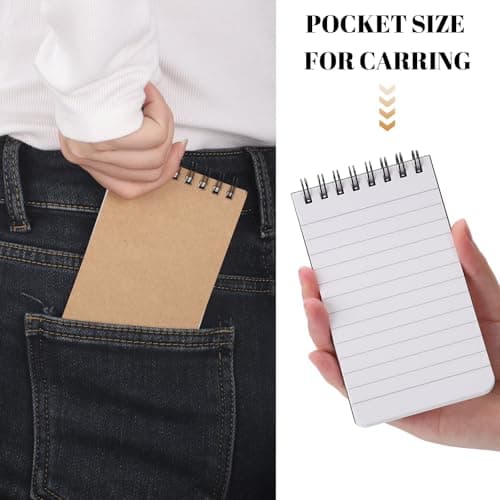 BESARME 10 Pcs Small Notepads 3x5, Kraft Spiral Pocket Notebook Bulk Mini Lined Notepad Memo Pads for Men Students Back to School Gift - Thumbnail 4