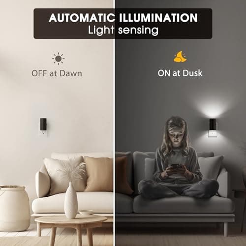 Briignite Night Lights Plug into Wall, Modern LED Night Light Plug in, Dusk to Dawn Sensor, 5000K Daylight, 0-100LM Adjustable Brightness, Dimmable NightLight for Hallway, Bedroom, Stairway, 2 Pack - Thumbnail 4