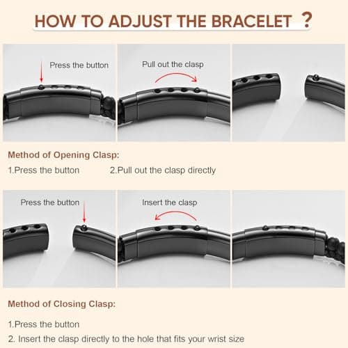 FLHEART Men's Christian Cross Black Leather Bracelet Gifts for Men, Double-Row Braided Leather Cross Bracelet Bible Verse Agate Onyx Beaded Bangle Gifts for Son Grandson Husband Boyfriend Brother - Thumbnail 5