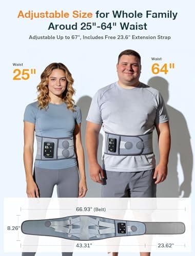 ALLJOY 67" Cordless Heating Pad for Back, FSA Eligible Items Only List, Father-s Day Gift-s for Dad Women Men, Portable Lower Back Massager with 3 Heat 5 Vibration, Wireless Heating Pad for Cramps - Thumbnail 6