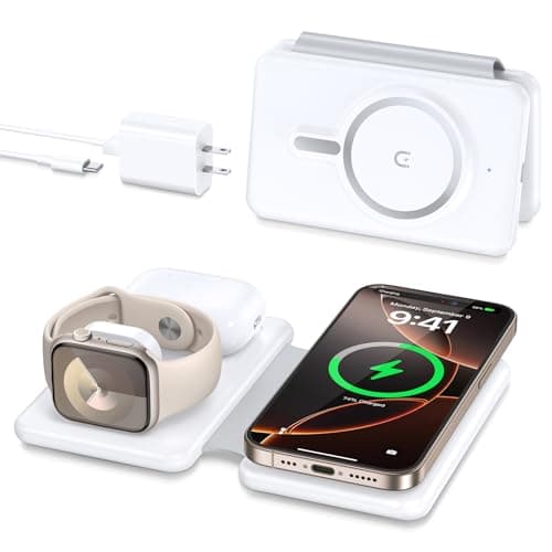 Magnetic Wireless Charger for iPhone: 3 in 1 Travel Charging Station for Apple Devices for iPhone 17 Air 16 15 14 13 12 Pro Max Plus - Foldable Charging Pad for Apple Watch Series & Airpods 4 3 2 Pro - Image 1