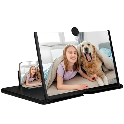 KUVPIUS Phone Screen Magnifier, 3D HD Screen Amplifier Fresnel Lens Eye Protection, Foldable Pull-Out Screen for Movies & Online Learning, Universal Projector Screen Enlarger for All Smartphones - Image 1