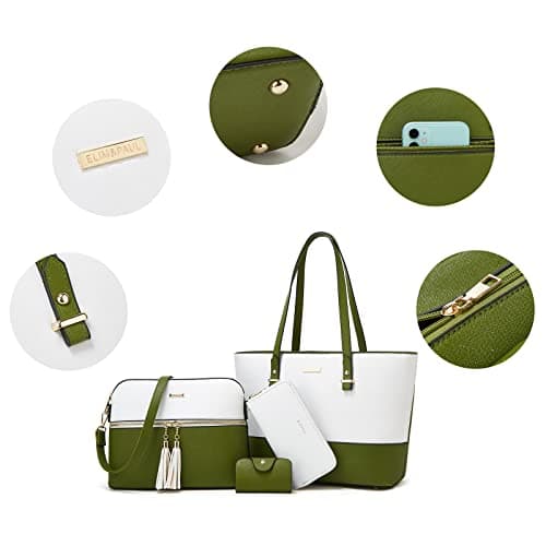 Women Fashion Handbags Wallet Tote Bag Shoulder Bag Top Handle Satchel Purse Set 4pcs - Thumbnail 3