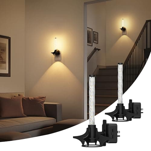 JandCase LED Night Light Plug into Wall, Dusk-to-Dawn Sensor, Slide Button Dimmer with 0-100LM Adjustable Brightness, 3000K Soft White Night Light for Bedroom, Bathroom, Stairway, Hallway, 2 Pack