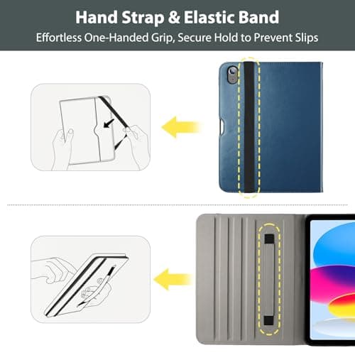 ProCase for iPad A16 11th Generation 11” 2025/iPad 10th Generation 10.9” 2022 with Pencil Holder, iPad 11/10 PU Leather Case Business Stand Cover Smart Folio with Hand Strap Front Pocket -Teal - Thumbnail 3